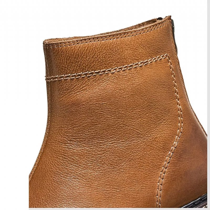 Miesten Saappaat Lampaannahkaa Chic Vintage Lyhyt Vetoketju Klassiset Martin Boots - Ruskea