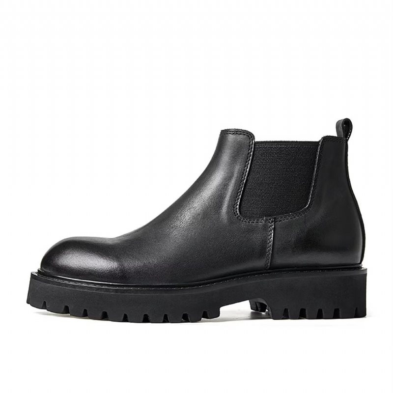 Miesten Saappaat Lampaannahkaa Chic Vintage Lyhyt Vetoketju Martin Boots - Musta