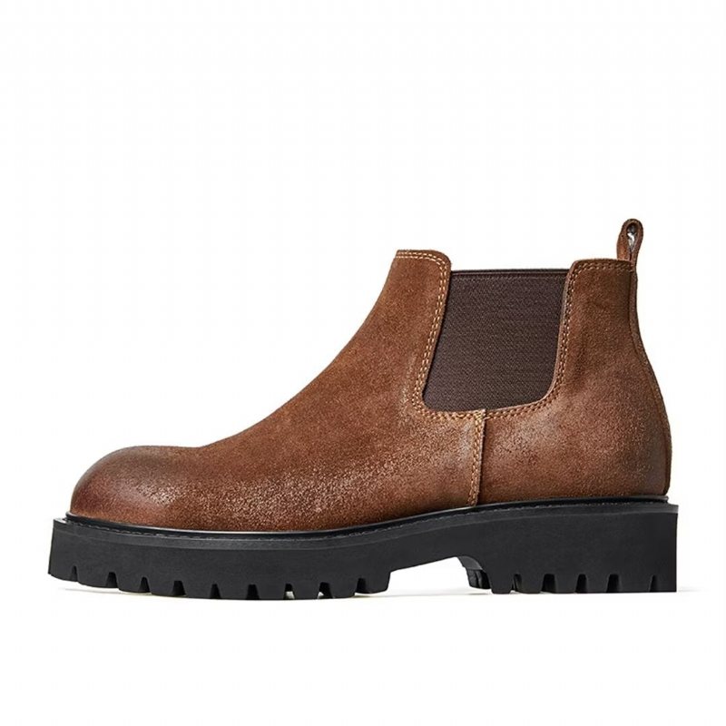 Miesten Saappaat Lampaannahkaa Chic Vintage Lyhyt Vetoketju Martin Boots - Ruskea