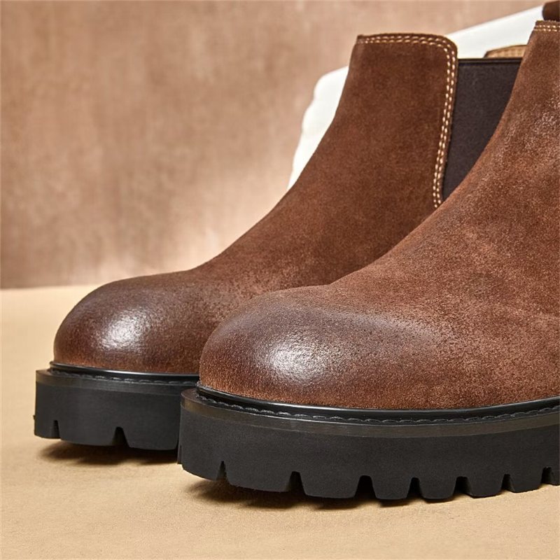 Miesten Saappaat Lampaannahkaa Chic Vintage Lyhyt Vetoketju Martin Boots - Ruskea