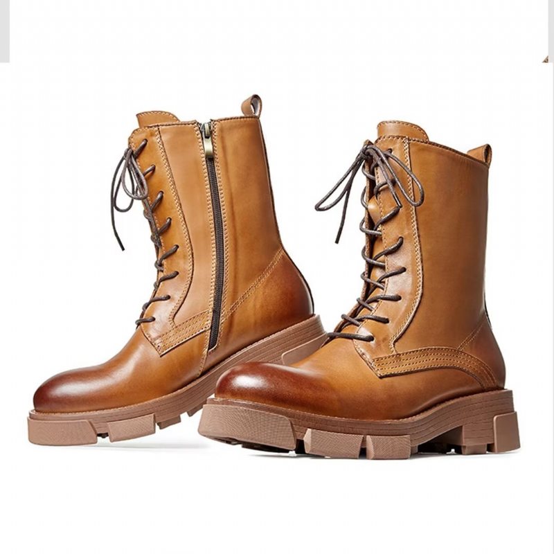 Miesten Saappaat Lampaannahkasaappaat Chic Vintage Lyhyet Vetoketjulliset Martin Boots - Ruskea