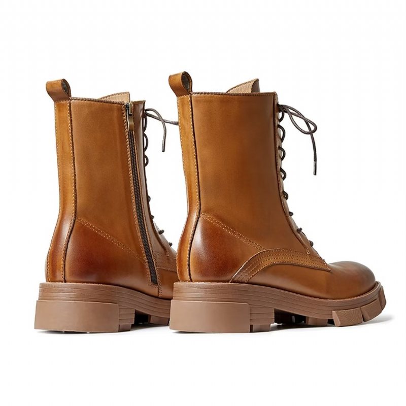 Miesten Saappaat Lampaannahkasaappaat Chic Vintage Lyhyet Vetoketjulliset Martin Boots - Ruskea