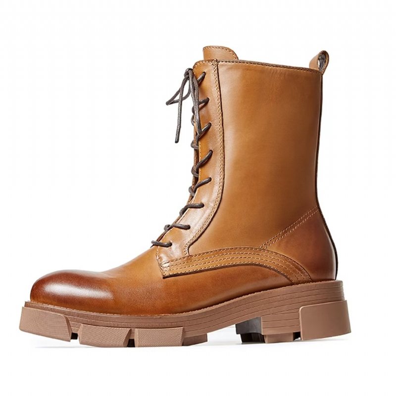 Miesten Saappaat Lampaannahkasaappaat Chic Vintage Lyhyet Vetoketjulliset Martin Boots - Ruskea