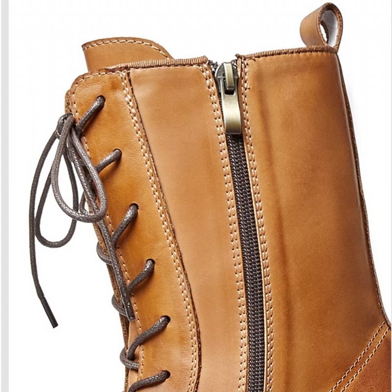 Miesten Saappaat Lampaannahkasaappaat Chic Vintage Lyhyet Vetoketjulliset Martin Boots - Ruskea