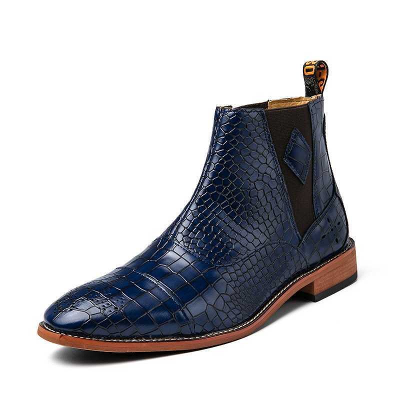 Miesten Saappaat Snakeskin Chic Vintage Teräväkärkinen Chelsea Boots - Sininen