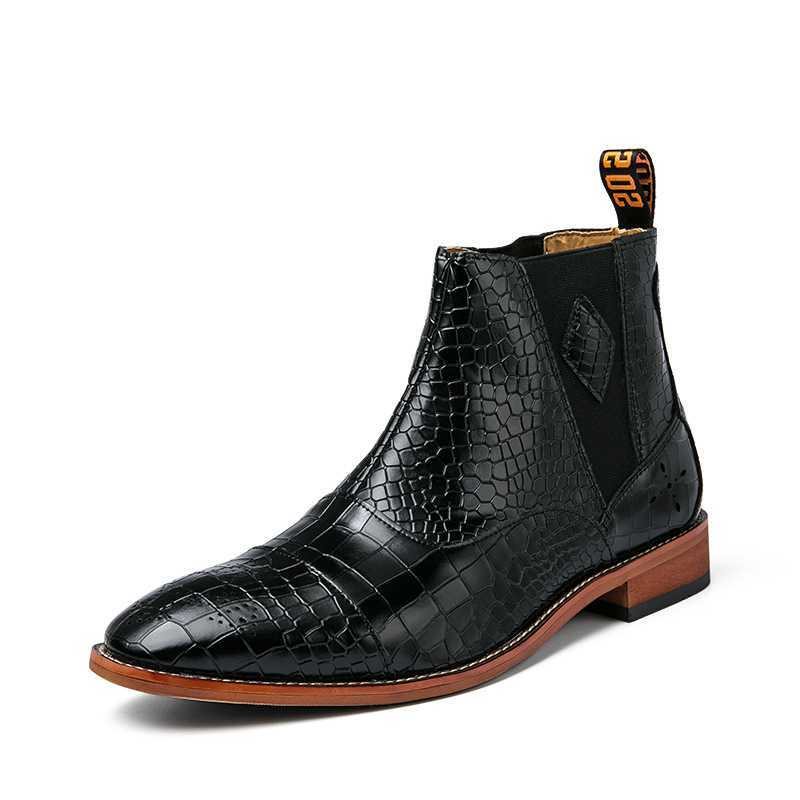 Miesten Saappaat Snakeskin Chic Vintage Teräväkärkinen Chelsea Boots - Musta