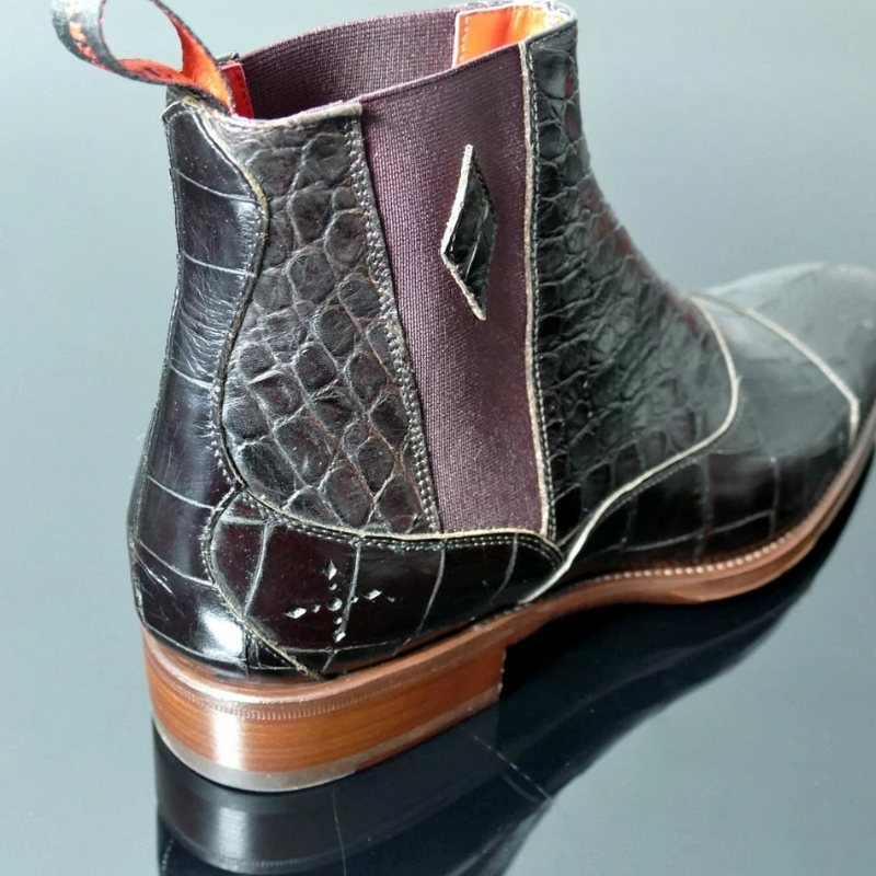 Miesten Saappaat Snakeskin Chic Vintage Teräväkärkinen Chelsea Boots - Musta