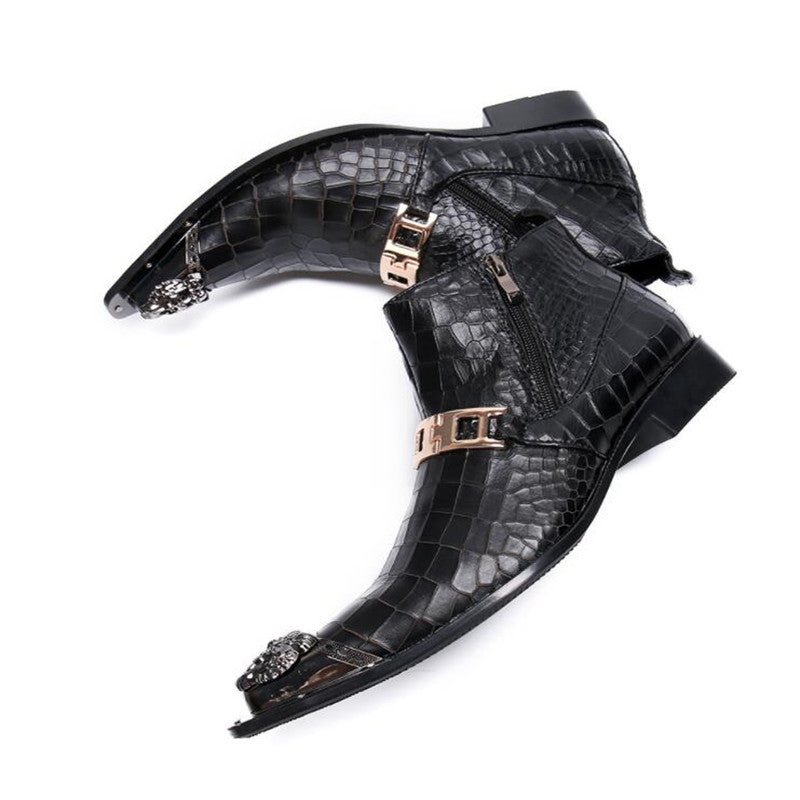 Miesten Saappaat Snakeskin Chic Western Nilkkurit - Musta