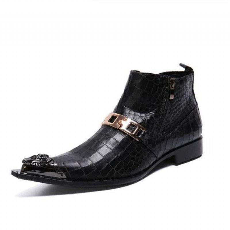 Miesten Saappaat Snakeskin Chic Western Nilkkurit - Musta