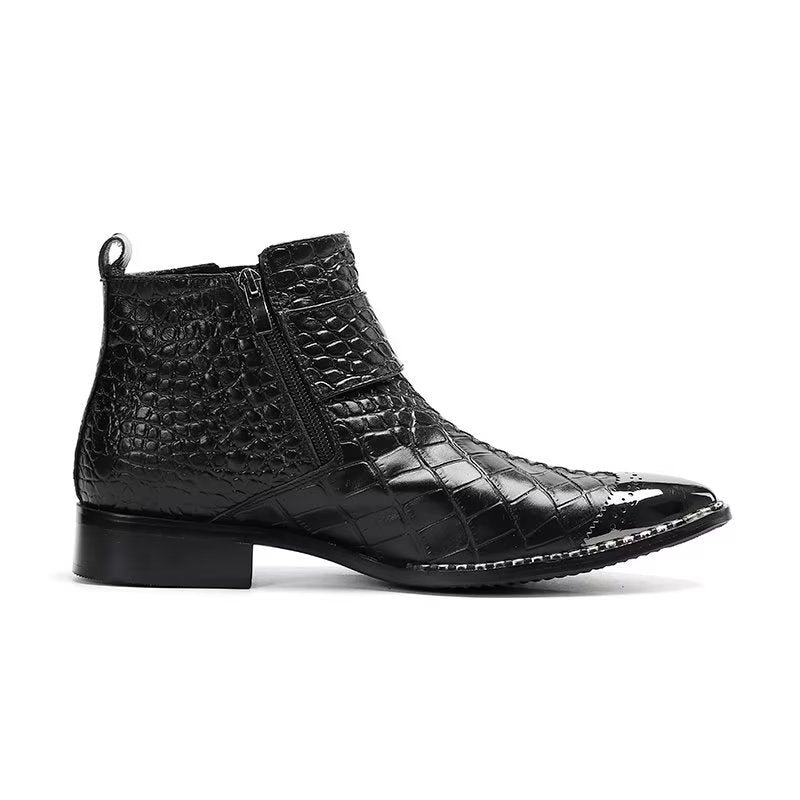 Miesten Saappaat Ylelliset Crocodile Leather Statement -mekkosaappaat - Musta