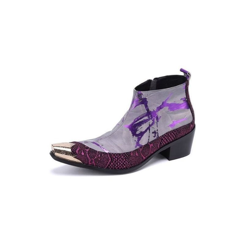 Miesten Saappaat Ylelliset Exotic Pattern Aitoa Nahkaa Statement-saappaat - Violetti