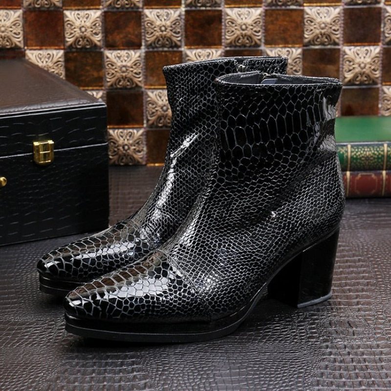 Miesten Saappaat Ylelliset Serpent High Heel Cowboy-saappaat - Musta