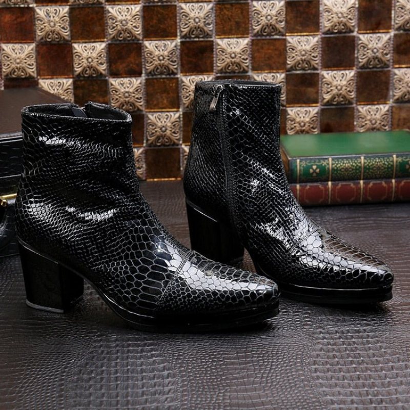 Miesten Saappaat Ylelliset Serpent High Heel Cowboy-saappaat - Musta