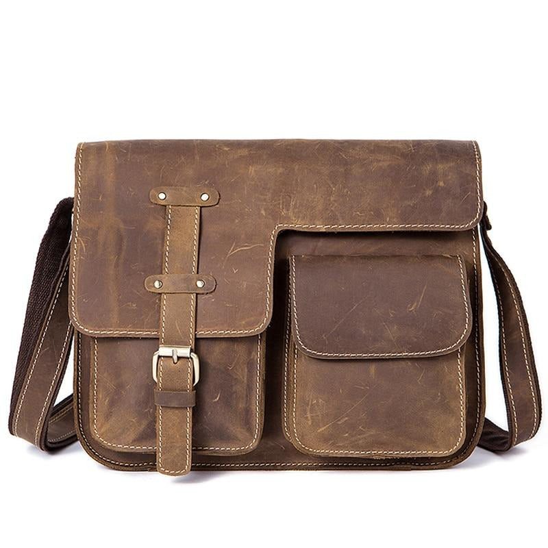 Miesten Salkut Ylellinen Eksoottinen Nahka Vintage Flap Crossbody Salkku - Kahvi