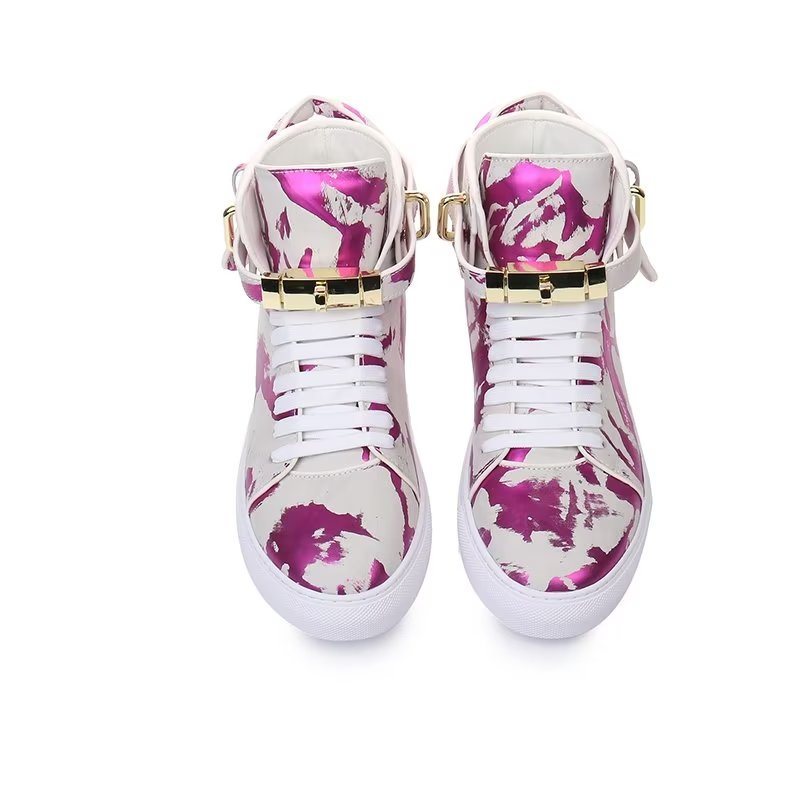 Miesten Tennarit Graffiti Artisan Cow Leather High Top Sneaks - Violetti