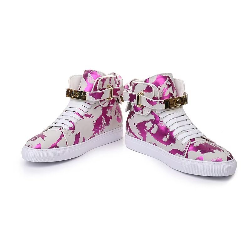 Miesten Tennarit Graffiti Artisan Cow Leather High Top Sneaks - Violetti