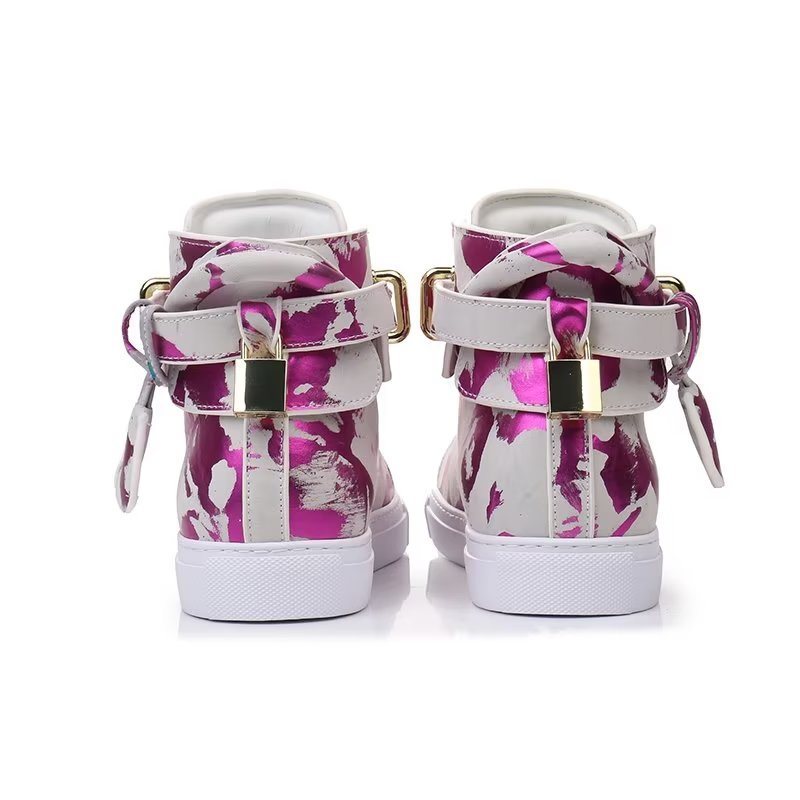 Miesten Tennarit Graffiti Artisan Cow Leather High Top Sneaks - Violetti