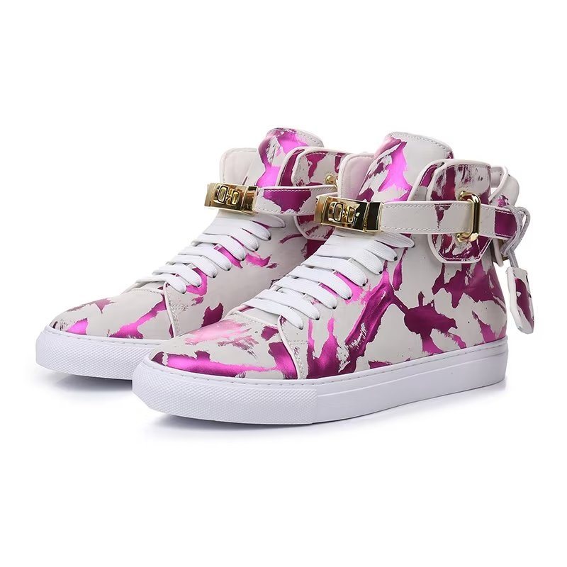 Miesten Tennarit Graffiti Artisan Cow Leather High Top Sneaks - Violetti