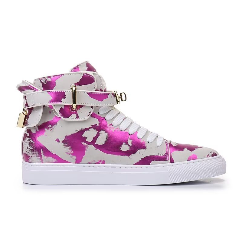 Miesten Tennarit Graffiti Artisan Cow Leather High Top Sneaks - Violetti