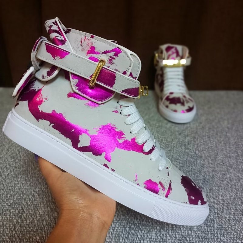 Miesten Tennarit Graffiti Artisan Cow Leather High Top Sneaks - Violetti