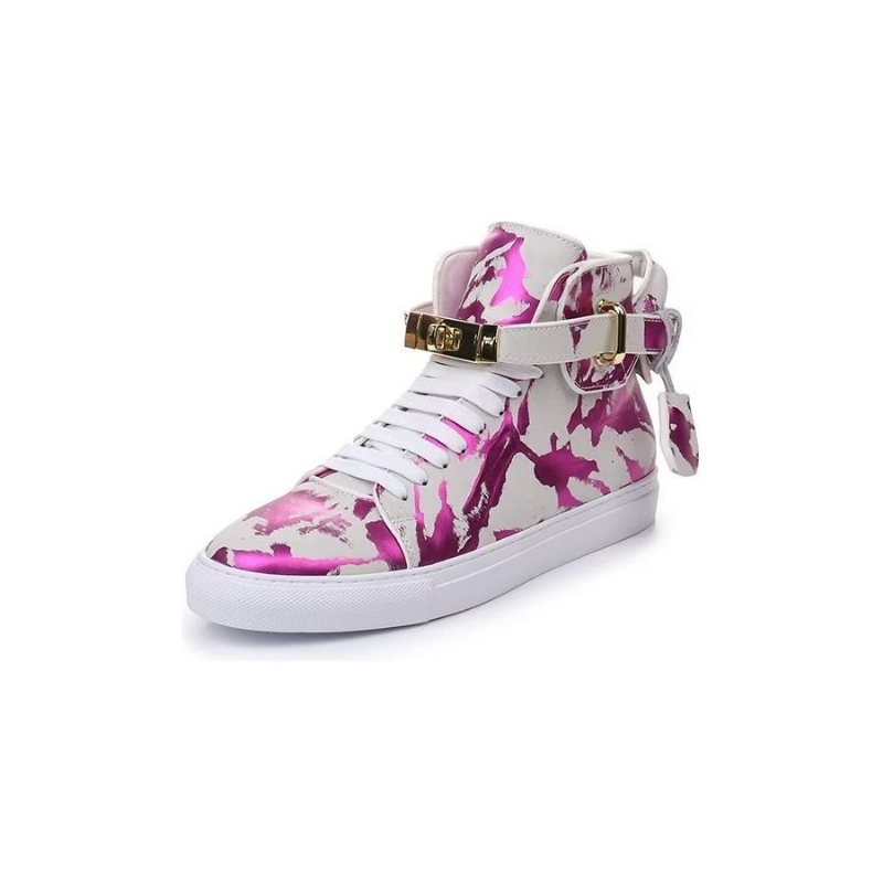 Miesten Tennarit Graffiti Artisan Cow Leather High Top Sneaks - Violetti