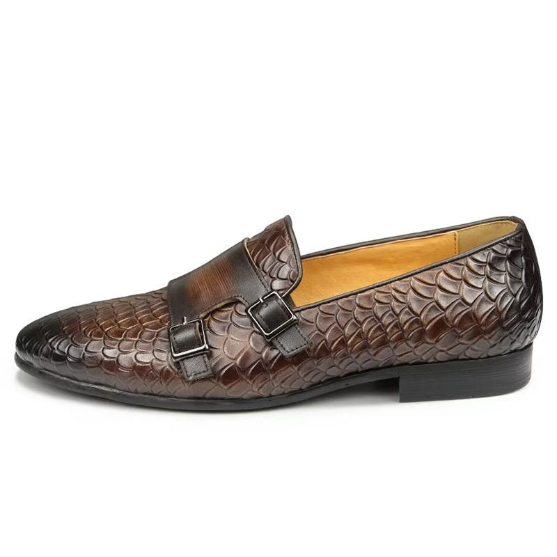 Miesten Vapaa-ajan Kengät Croc Pattern Elegant Slip On Loafers - Kahvi