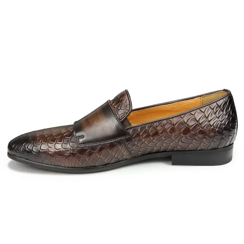 Miesten Vapaa-ajan Kengät Croc Pattern Elegant Slip On Loafers - Kahvi