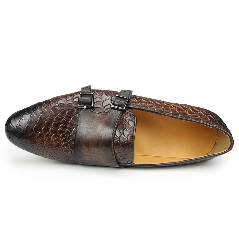 Miesten Vapaa-ajan Kengät Croc Pattern Elegant Slip On Loafers - Kahvi