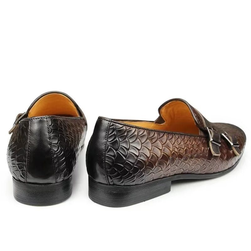 Miesten Vapaa-ajan Kengät Croc Pattern Elegant Slip On Loafers - Kahvi