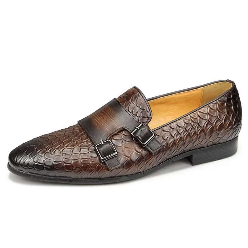 Miesten Vapaa-ajan Kengät Croc Pattern Elegant Slip On Loafers - Kahvi