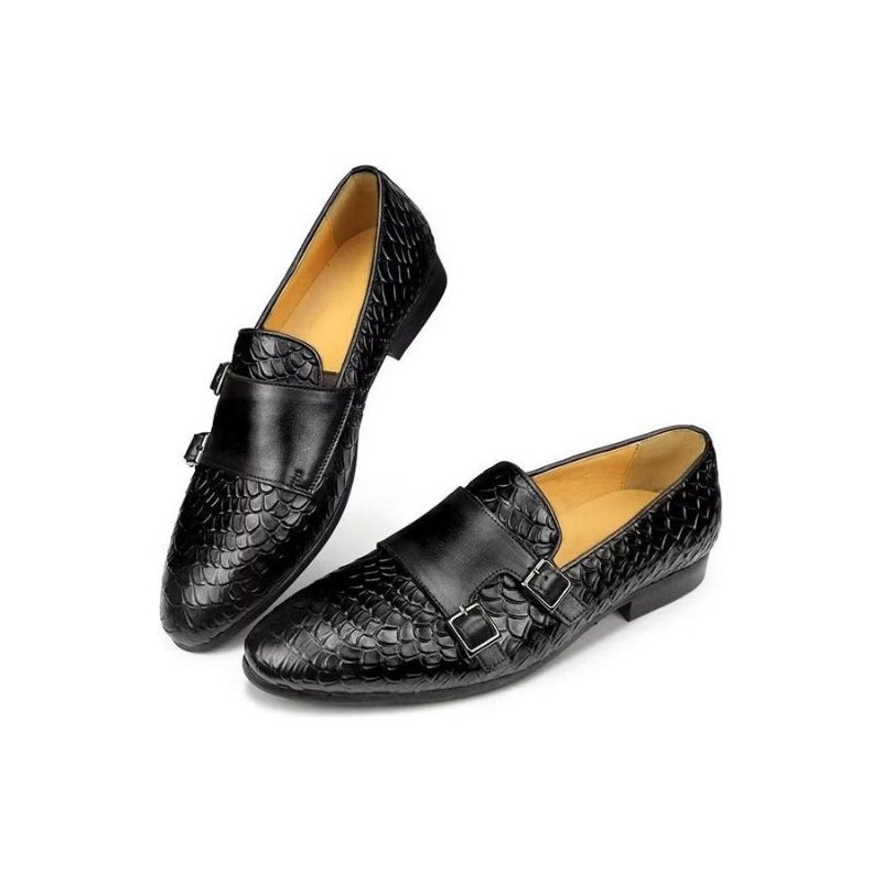 Miesten Vapaa-ajan Kengät Croc Pattern Elegant Slip On Loafers - Musta