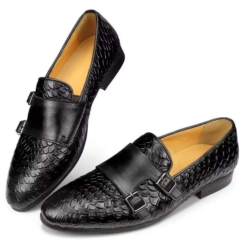 Miesten Vapaa-ajan Kengät Croc Pattern Elegant Slip On Loafers - Musta