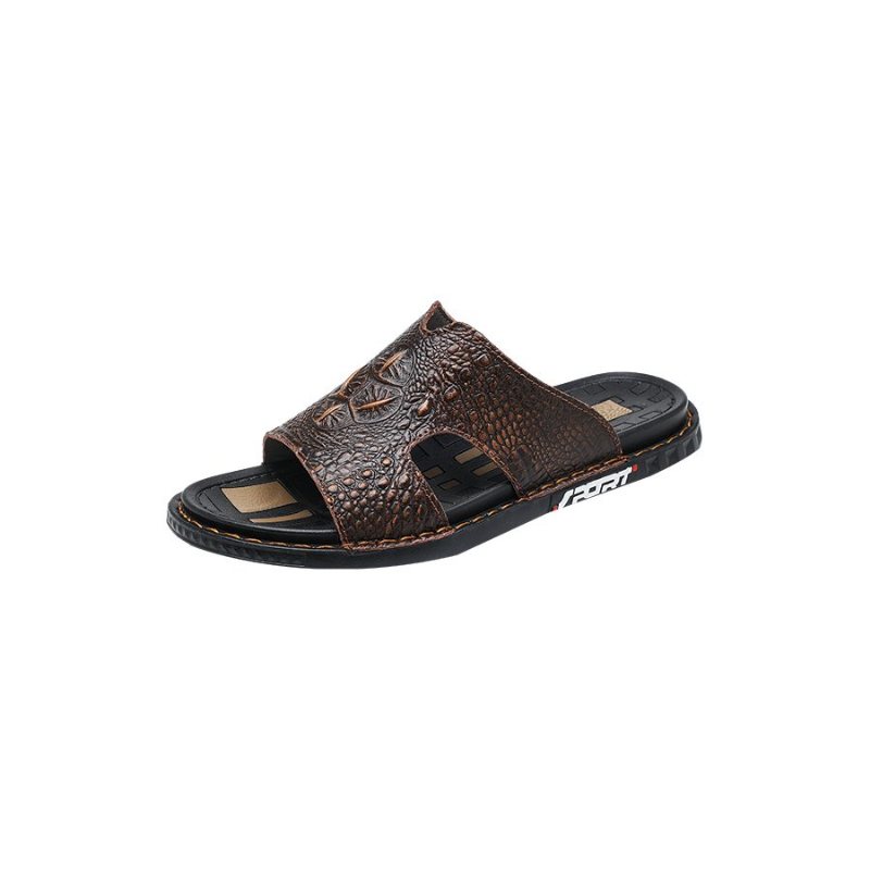 Miesten Vapaa-ajan Kengät Luxecroco Summer Chic Slip On Slides - Kahvi