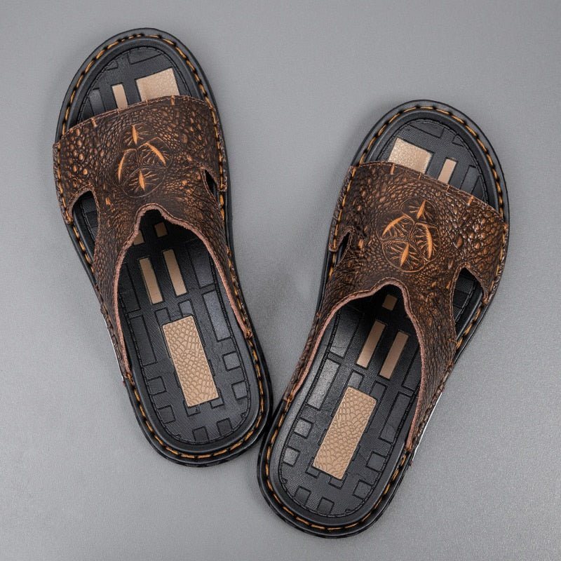 Miesten Vapaa-ajan Kengät Luxecroco Summer Chic Slip On Slides - Kahvi