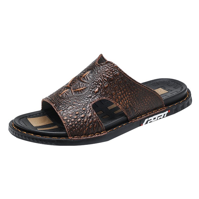 Miesten Vapaa-ajan Kengät Luxecroco Summer Chic Slip On Slides - Kahvi