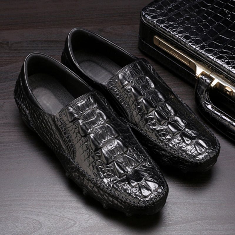 Miesten Vapaa-ajan Kengät Luxury Alligator Texture Slip On Oxford Shoes - Musta