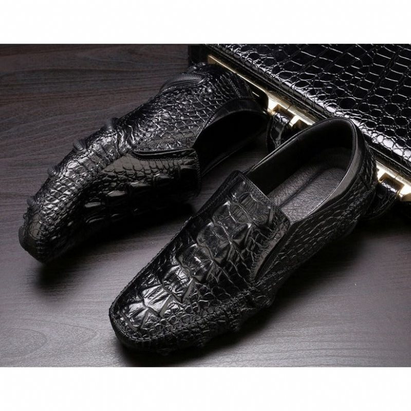 Miesten Vapaa-ajan Kengät Luxury Alligator Texture Slip On Oxford Shoes - Musta