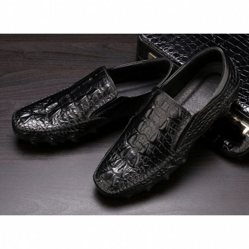 Miesten Vapaa-ajan Kengät Luxury Alligator Texture Slip On Oxford Shoes - Musta