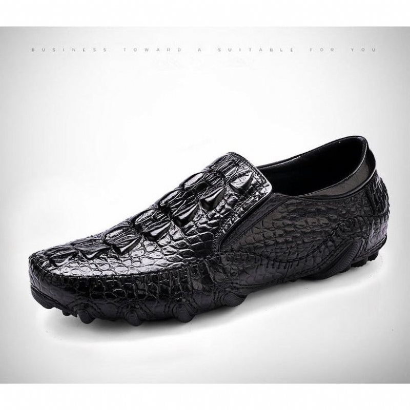 Miesten Vapaa-ajan Kengät Luxury Alligator Texture Slip On Oxford Shoes - Musta