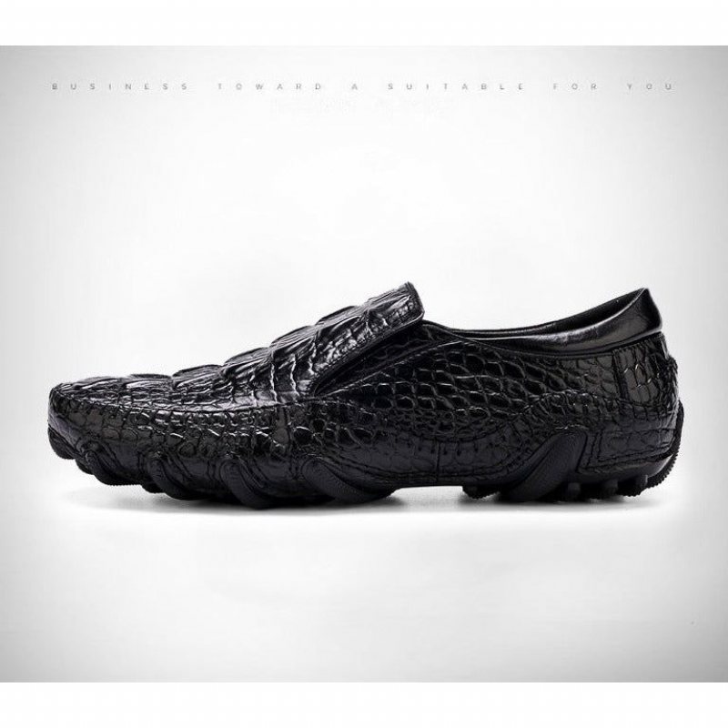 Miesten Vapaa-ajan Kengät Luxury Alligator Texture Slip On Oxford Shoes - Musta