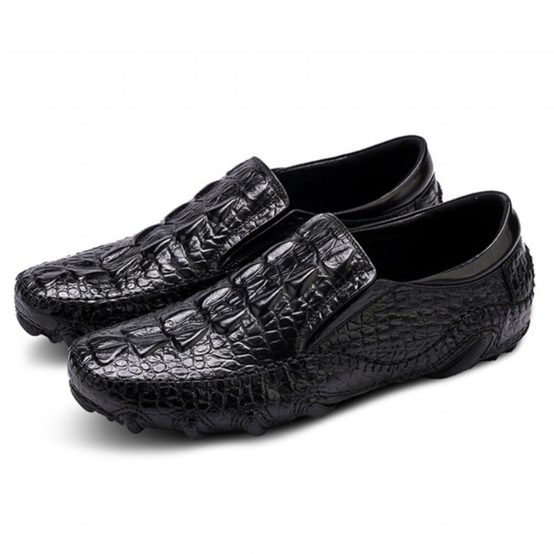 Miesten Vapaa-ajan Kengät Luxury Alligator Texture Slip On Oxford Shoes - Musta