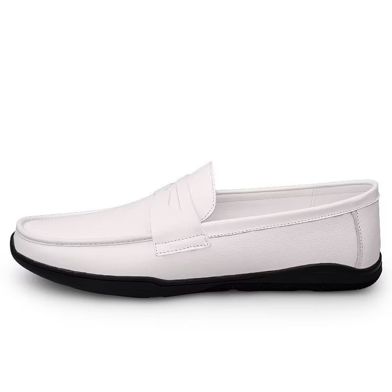 Miesten Vapaa-ajan Kengät Tyylikkäät Pu-slip-on-loaferit Metallimuotilla - Valkoinen Aukko