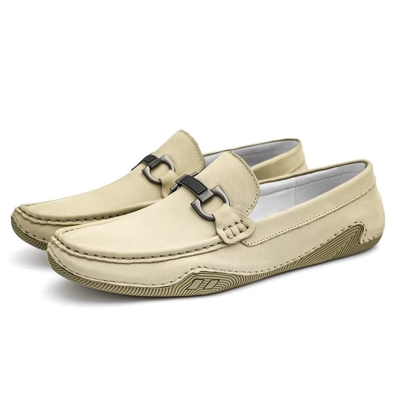 Miesten Vapaa-ajan Kengät Tyylikkäät Slip-on-loaferit Metallimuotilla - Beige