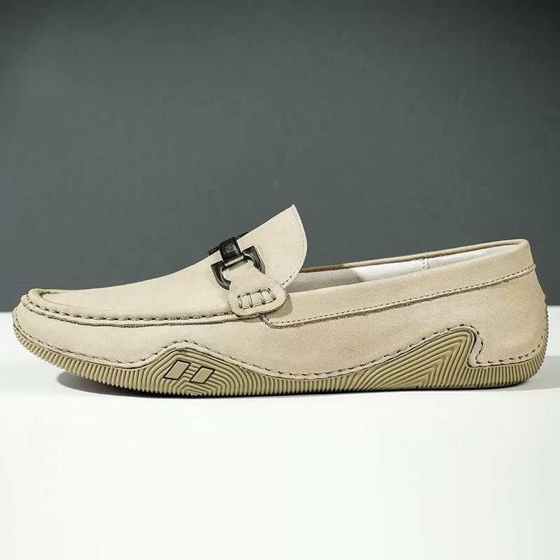 Miesten Vapaa-ajan Kengät Tyylikkäät Slip-on-loaferit Metallimuotilla - Beige