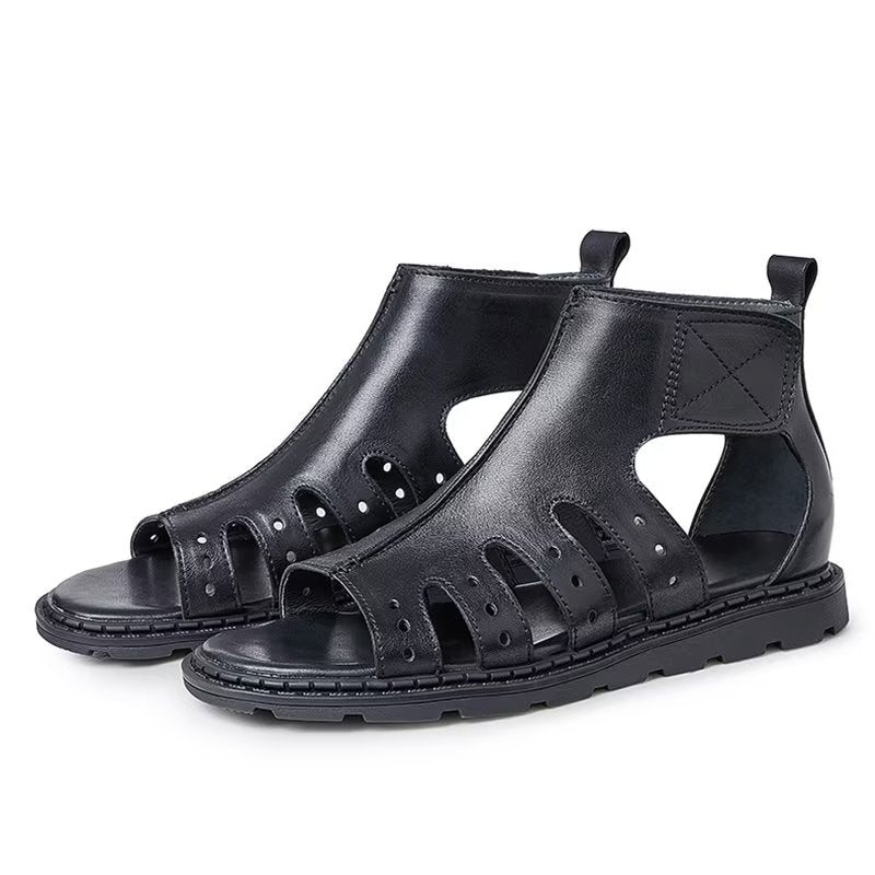 Miesten Vapaa-ajan Kengät Ylelliset Peep Toe Strap Sandaalit - Musta