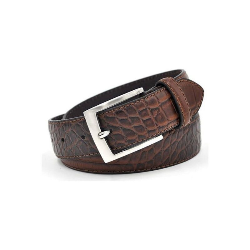 Miesten Vyöt Alligator Luxury Textured Nahkavyö - Kahvi