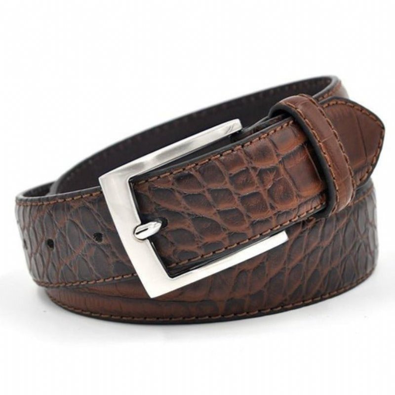 Miesten Vyöt Alligator Luxury Textured Nahkavyö - Kahvi